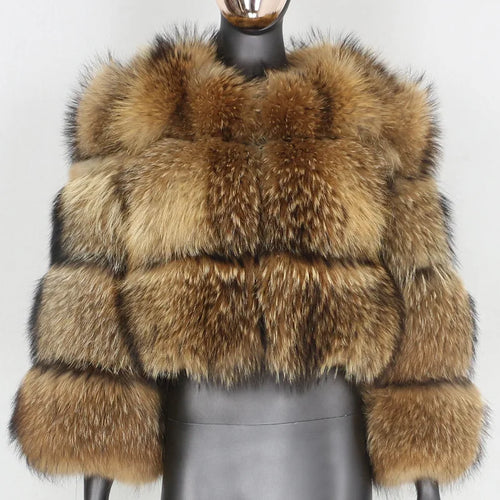Punk Fake Raccoon Fur Jacket Women Autumn Winter Faux Fur Fox Coats Short Coat Jackets Furry Outerwear Work Thick Warm Coats