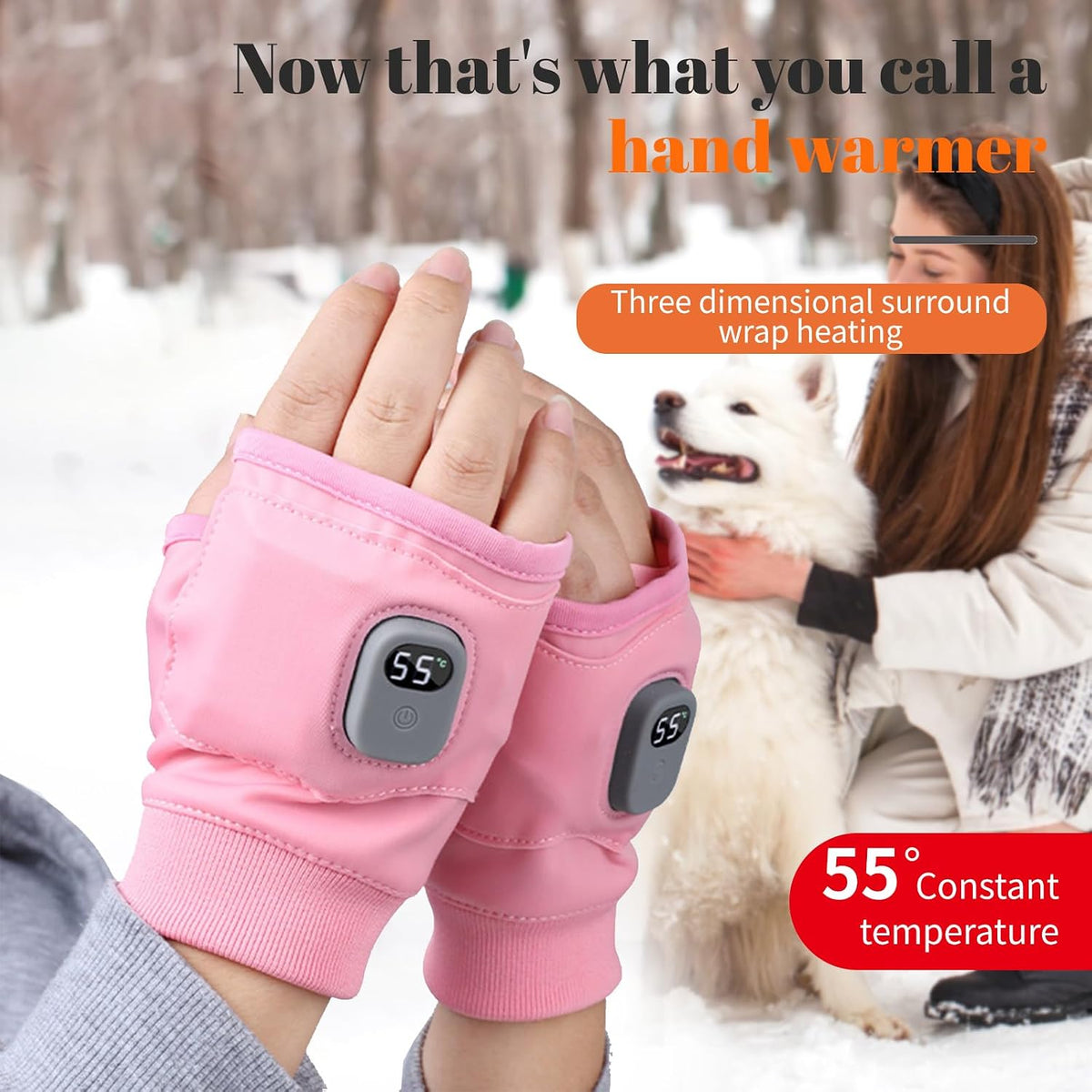 Smart Thermostatic Heated Fingerless Gloves,Rechargeable Heated Gloves,Portable Heating Glove with Digital Display,Three-Speed Adjustable Temperature, Heating Glove for Women Men