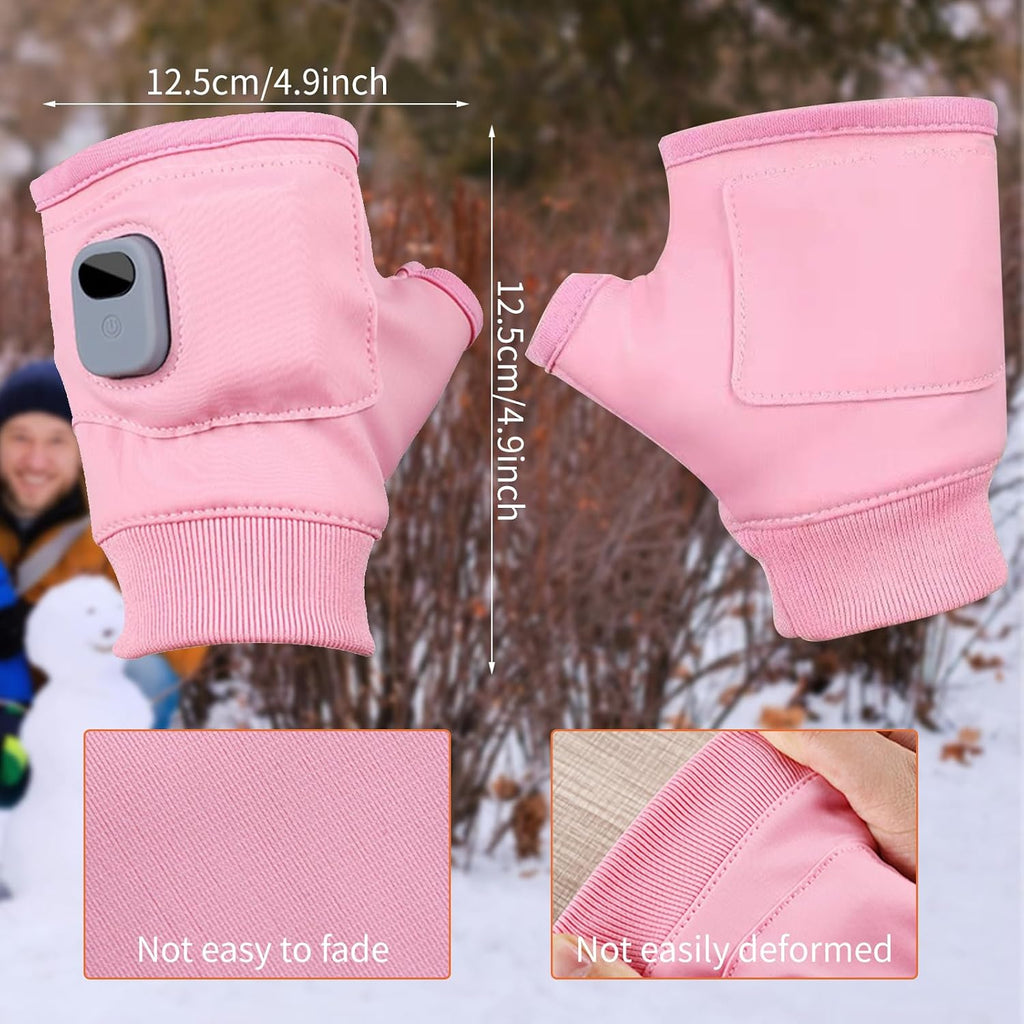 Smart Thermostatic Heated Fingerless Gloves,Rechargeable Heated Gloves,Portable Heating Glove with Digital Display,Three-Speed Adjustable Temperature, Heating Glove for Women Men