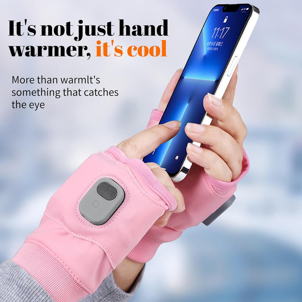Smart Thermostatic Heated Fingerless Gloves,Rechargeable Heated Gloves,Portable Heating Glove with Digital Display,Three-Speed Adjustable Temperature, Heating Glove for Women Men