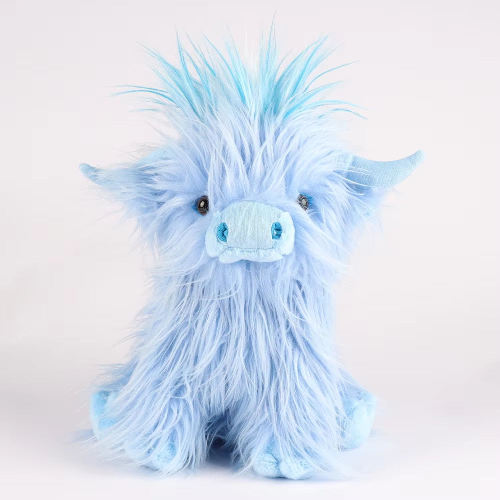 25Cm Simulation Kyloe Cream Highland Cow Animal Plush Toy Soft Stuffed Highland Cow Cattlle Plushie Birthday Gift for Kids Girls