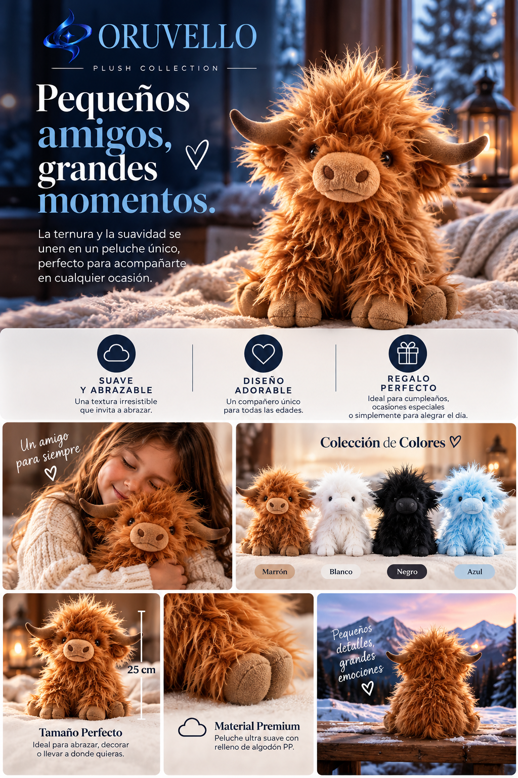 ORUVELLO™ Highland Cow Plush | 25 cm of Pure Cuteness 🐮🤍